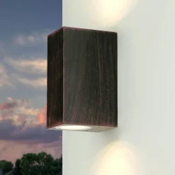 Moderne Lampen|Moderne Außenleuchten*Easylight Eckige Außenleuchte Up & Down AALBORG Braun Antik