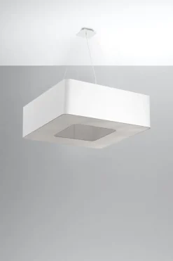Sollux Eckige Hängelampe Weiß Stoff B: 60 cm blendarm 8x E27< Moderne Lampen|Stofflampen