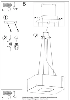 Sollux Eckige Hängelampe Weiß Stoff B: 60 cm blendarm 8x E27< Moderne Lampen|Stofflampen