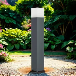 Moderne Außenleuchten|Wegeleuchten*SU-MA Eckige Pollerleuchte Anthrazit IP44 70 cm E27