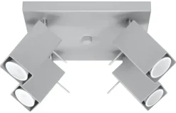 Sollux Eckiger Deckenstrahler Grau Metall vielseitig FALERIA< Wohnzimmerlampen|Moderne Lampen