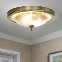 Wohnzimmerlampen|Glaslampen*Lido Edle Deckenleuchte ELENI Riffelglas rund Wohnzimmer