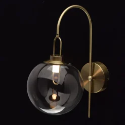 Led Lampen|Wandleuchten*Glasberg Edle LED Wandleuchte Glas Kugel Schirm in Messing