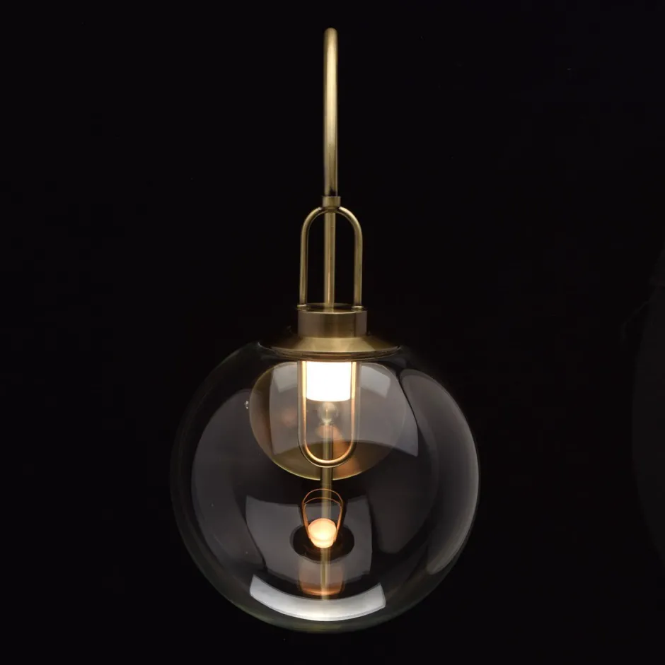 Led Lampen|Wandleuchten*Glasberg Edle LED Wandleuchte Glas Kugel Schirm in Messing