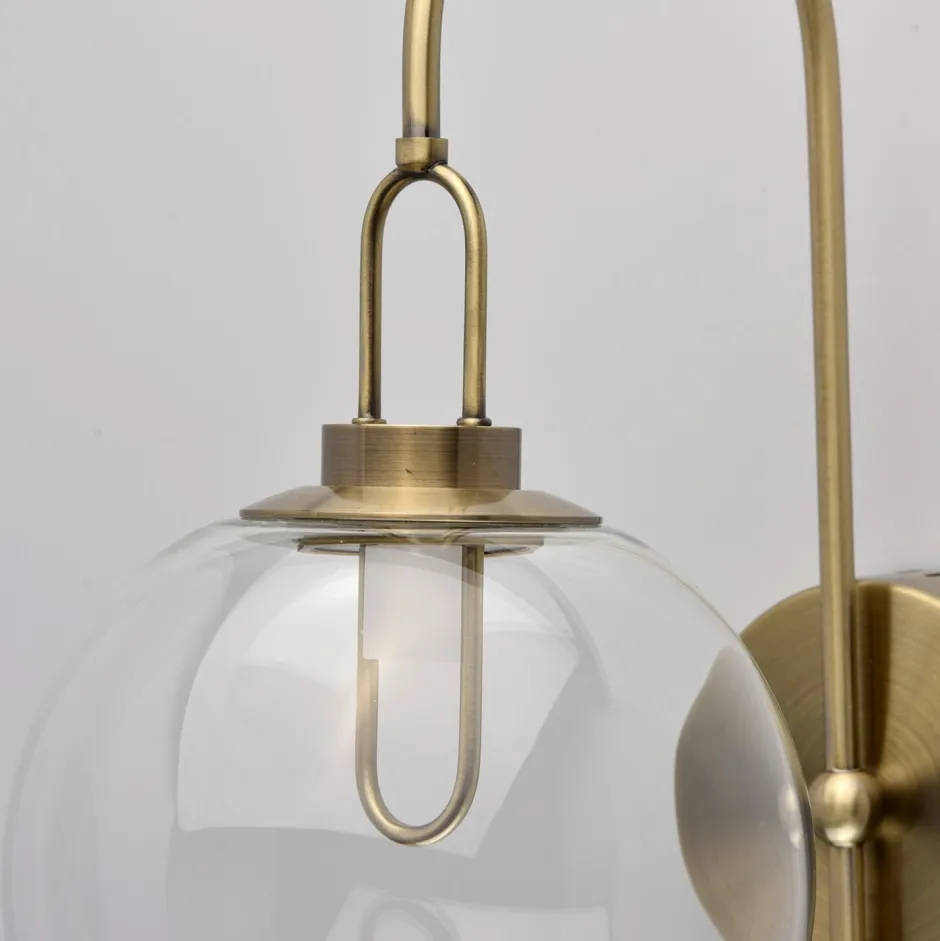 Led Lampen|Wandleuchten*Glasberg Edle LED Wandleuchte Glas Kugel Schirm in Messing