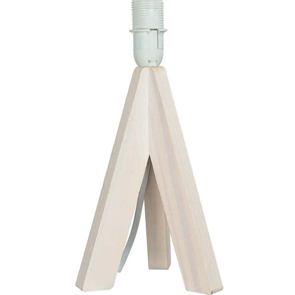 Trio Reality Edle Tischlampe Holz Stoffschirm Grau 31cm Ø17cm< Stofflampen|Holzlampen