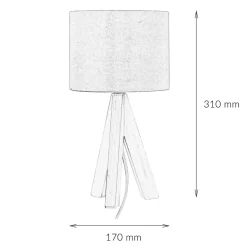 Trio Reality Edle Tischlampe Holz Stoffschirm Grau 31cm Ø17cm< Stofflampen|Holzlampen