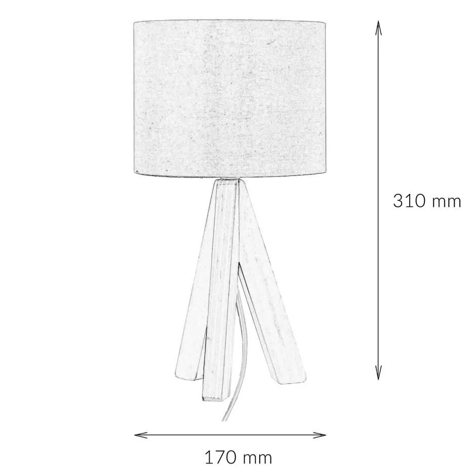 Trio Reality Edle Tischlampe Holz Stoffschirm Grau 31cm Ø17cm< Stofflampen|Holzlampen