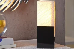 Schlafzimmer Lampen|Metall Lampen*Invicta Interior Edle Tischlampe Papier Bauhaus eckig 25cm