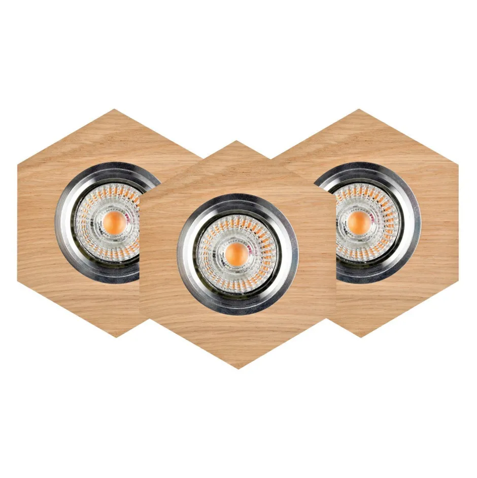 Spot Light Einbauspot 3-er Set Holz Metall beweglich mit LED< Moderne Lampen|Spots