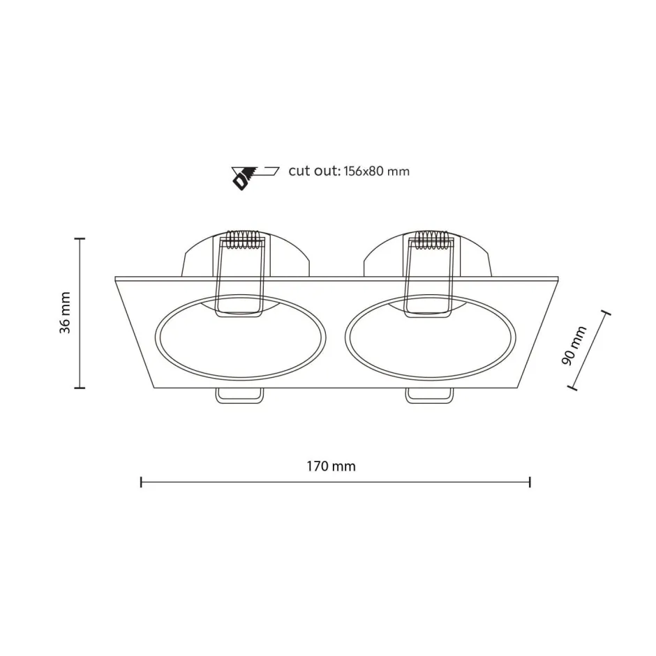 TK Lighting Einbauspot Schwarz IP65 Metall Glas GU10 2-flammig< Metall Lampen|Moderne Außenleuchten