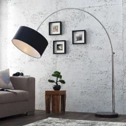 Retro Lampen|Designerlampen*Invicta Interior Elegant Standlampe Retro Chrom Schwarz 180cm