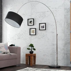 Retro Lampen|Designerlampen*Invicta Interior Elegant Standlampe Retro Chrom Schwarz 180cm