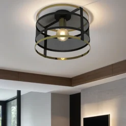 Deckenleuchten|Flurlampen*Luminex Elegante Deckenleuchte Modern rund 30 cm Schwarz Gold