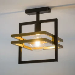 Sigma Elegante Deckenleuchte Schwarz Gold E27 40,5 cm lang< Deckenleuchten|Schlafzimmer Lampen