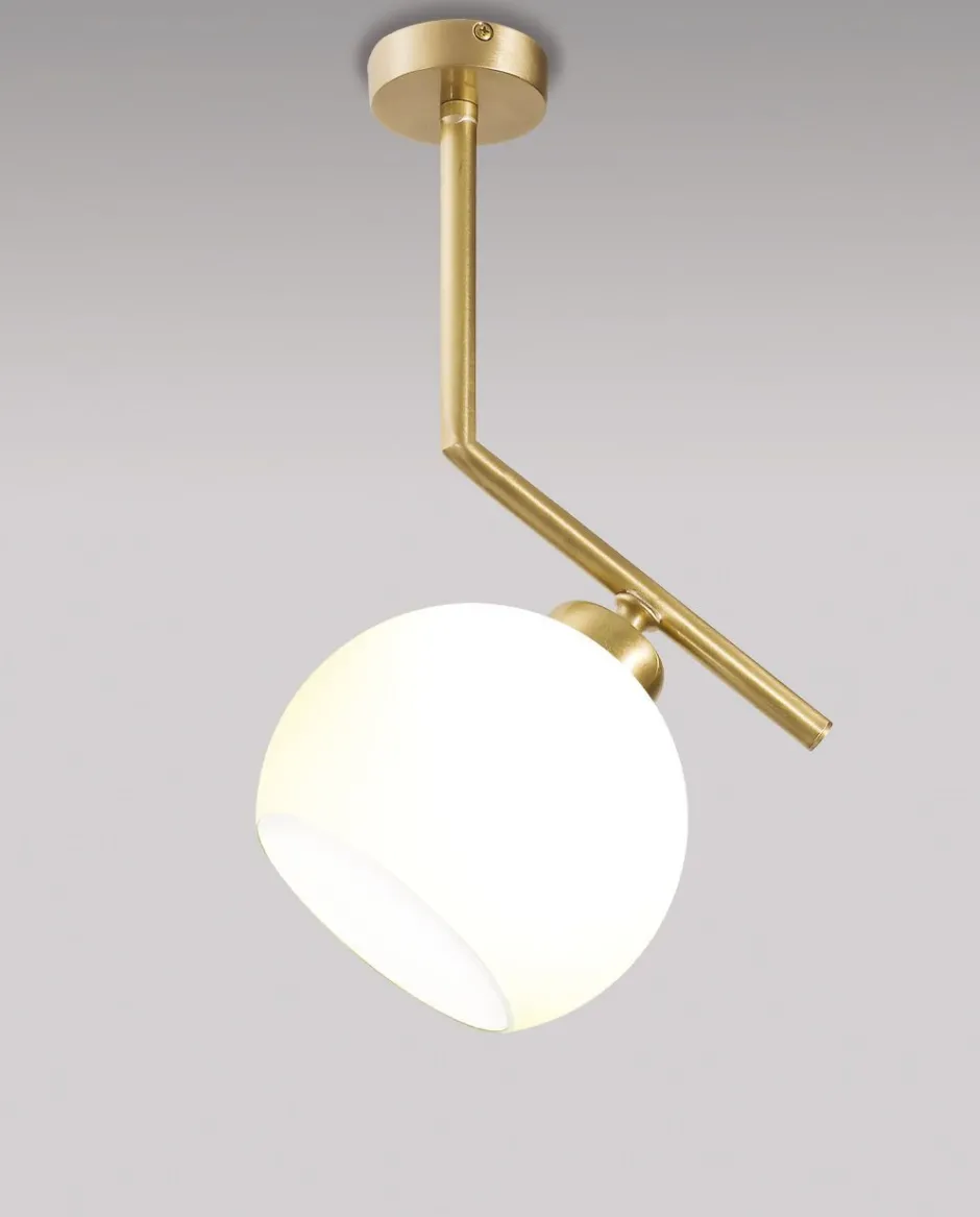 Giovanni Battista Elegante Deckenleuchte Wohnzimmer Echt-Messing Glas< Deckenleuchten|Flurlampen