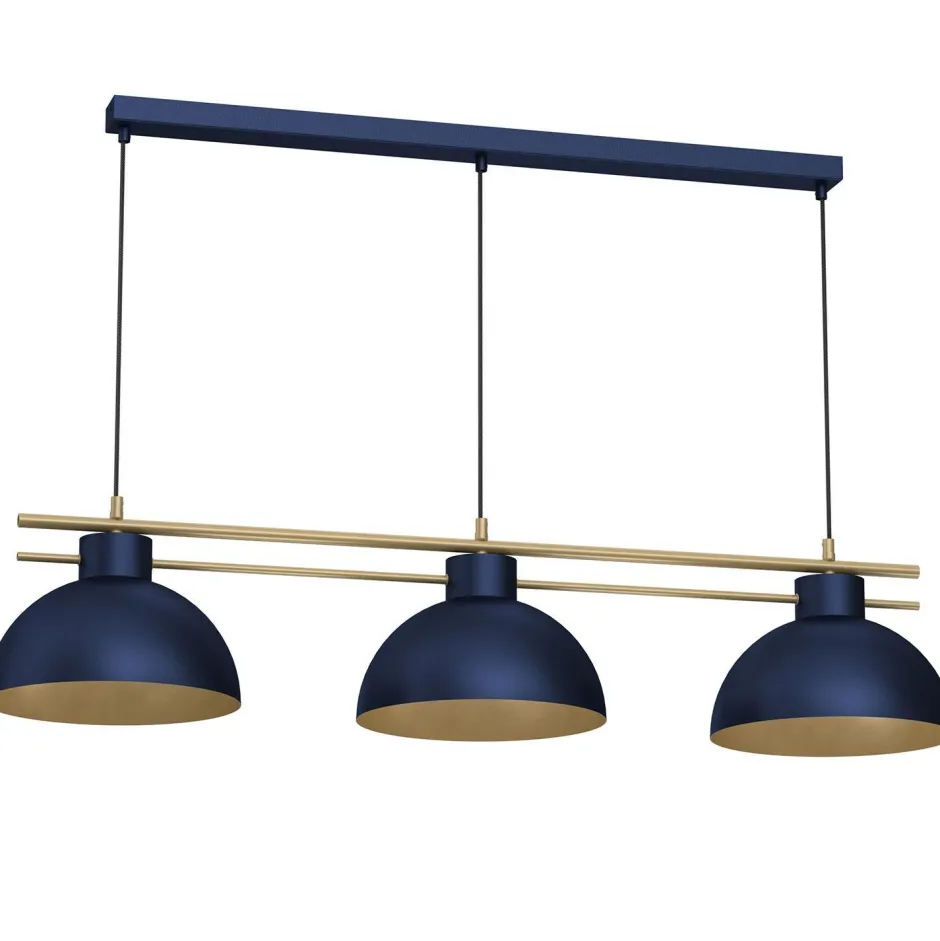 Luminex Elegante Hängelampe Dunkelblau Gold E27 115 cm lang< Hängelampen|Bürolampen