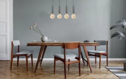 Hängelampen|Wohnzimmerlampen*Masterlight Elegante Hängelampe Esstisch Schwarz für 4x E27 Metall