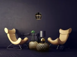 Hängelampen|Bürolampen*Belis Elegante Hängelampe Metall Schwarz Gold E27 Ø20 cm