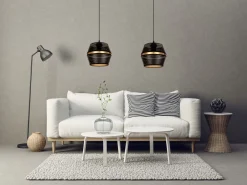 Hängelampen|Bürolampen*Belis Elegante Hängelampe Metall Schwarz Gold E27 Ø20 cm