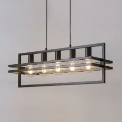 Hängelampen|Moderne Lampen*Sigma Elegante Hängelampe Schwarz Metall E27 groß bis 0,8m