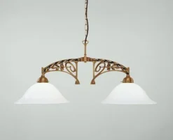 Berliner Messingleuchten Elegante Hängeleuchte Messing Glas E27 86 cm 2-flammig< Hängelampen|Bürolampen