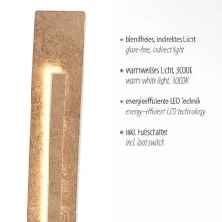 Wohnzimmerlampen|Metall Lampen*Paul Neuhaus Elegante LED Stehlampe warmweiß 141 cm in Blattgold