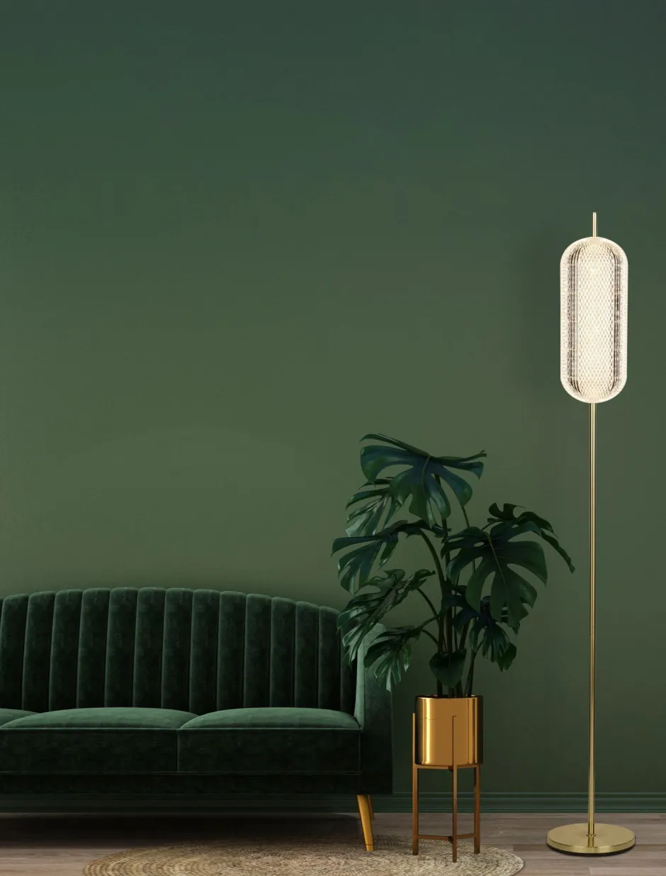 Wohnzimmerlampen|Metall Lampen*Searchlight Elegante LED Stehleuchte Metall 154 cm 23 W in Messing