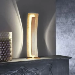 Wohnzimmerlampen|Schlafzimmer Lampen*Paul Neuhaus Elegante LED Tischlampe warmweiß 40,5 cm in Blattgold