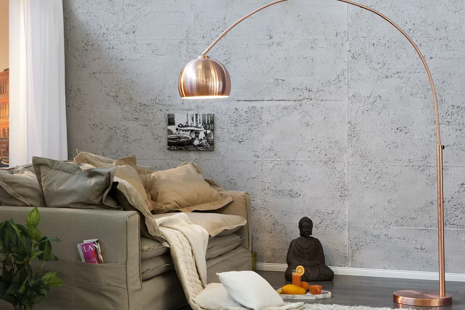 Invicta Interior Elegante Standlampe Retro 170cm gebogen< Kugellampen|Retro Lampen