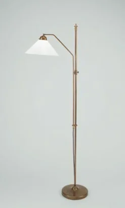 Wohnzimmerlampen|Metall Lampen*Berliner Messingleuchten Elegante Stehleuchte Berliner Messing Glas E27 160 cm