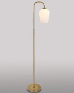 Giovanni Battista Elegante Stehleuchte Messing Glas in Bronze hell Weiß< Lampen Aus Aller Welt|Vintage Lampen