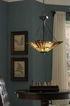 Elstead Elegante Tiffany Pendelleuchte Buntglas kürzbar< Hängelampen|Esszimmer Lampen