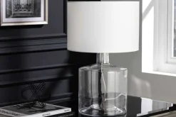 Invicta Interior Elegante Tischleuchte AQUAMENTI Weiß Glas Stoff< Moderne Lampen|Glaslampen
