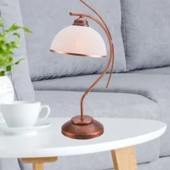 Lamkur Elegante Tischleuchte KALONA Braun Jugendstil 49cm< Glaslampen|Jugendstil Lampen