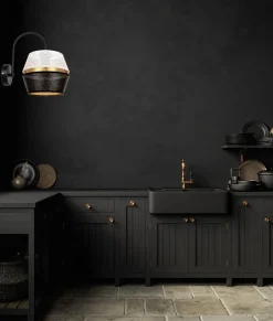 Belis Elegante Wandlampe Metall Schwarz Weiß Gold H:25 cm E27< Wohnzimmerlampen|Küchenlampen