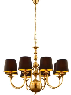 Jupiter Eleganter Kronleuchter Messing Stoff E27 100 cm lang< Hängelampen|Bürolampen