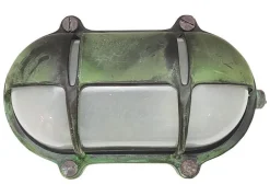 Lido Feuchtraumleuchte oval Messing Glas 21 cm breit IP64 E27< Außenwandleuchten|Feuchtraumleuchten