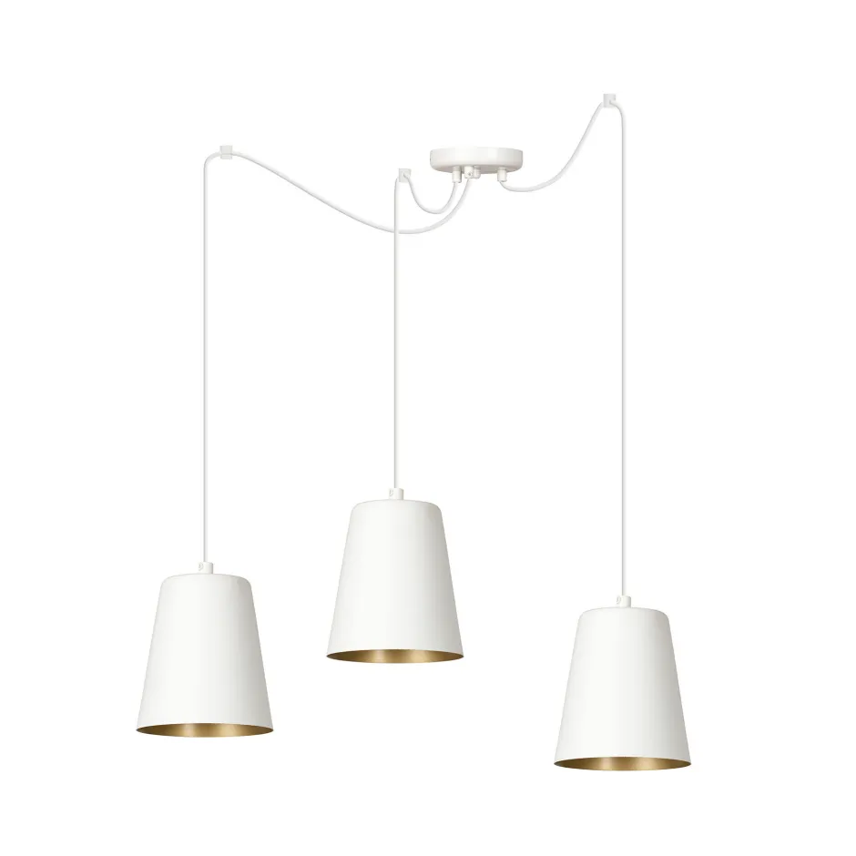 Emibig Flexible Hängelampe mit Schirm weiß gold 3-flammig< Hängelampen|Esszimmer Lampen