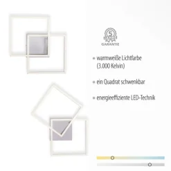 Wohnzimmerlampen|Metall Lampen*Just Light Flexible LED Deckenleuchte in Stahl 3000 K B:35,9 cm