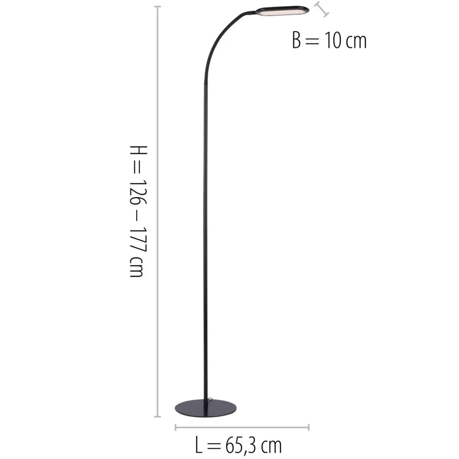 Wohnzimmerlampen|Metall Lampen*Just Light Flexible LED Stehlampe Schwarz 175 cm 3000-6000 K 7 W
