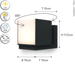 Metall Lampen|Led Außenleuchten*Eco-Light Flexible LED Wandleuchte Schwarz IP54 3000 K Aluminium