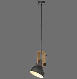 Just Light Flexible Pendelleuchte Schwarz Holz Metall E27 L:26 cm< Hängelampen|Bürolampen