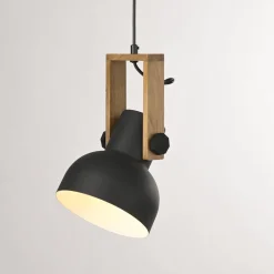 Just Light Flexible Pendelleuchte Schwarz Holz Metall E27 L:26 cm< Hängelampen|Bürolampen