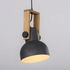 Just Light Flexible Pendelleuchte Schwarz Holz Metall E27 L:26 cm< Hängelampen|Bürolampen