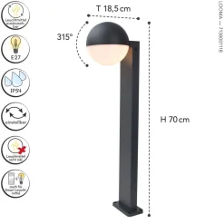 Metall Lampen|Kugellampen*Eco-Light Flexible Stehlampe Aluminium 70 cm E27 IP54 blendarm