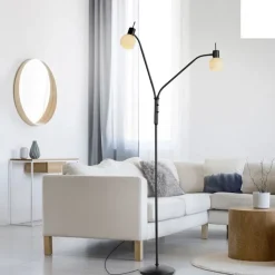 Just Light Flexible Stehleuchte Glas Metall 170 cm inkl E14 3000 K< Wohnzimmerlampen|Metall Lampen