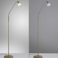 Paul Neuhaus Flexible Stehleuchte in Altmessing Dimmer Glas 163 cm< Metall Lampen|Glaslampen