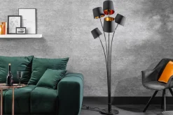 Invicta Interior Flexible Stehleuchte Stoff Schwarz Gold 178 cm elegant< Bürolampen|Stofflampen