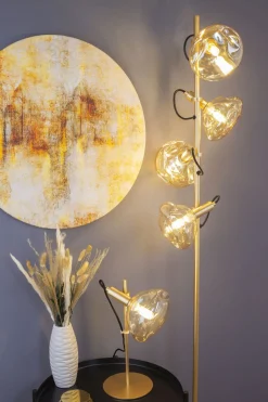 Eco-Light Flexible Tischleuchte Glasschirm 35,3 cm Gold Bernstein< Wohnzimmerlampen|Glaslampen